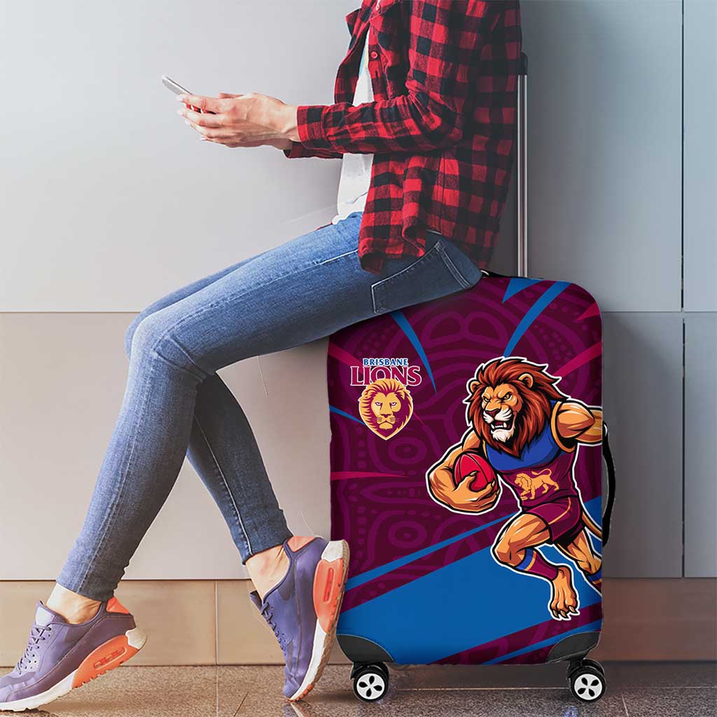 Brisbane Lions Australian Football Luggage Cover Regal Lion Mascot With Indigenous Pattern Art