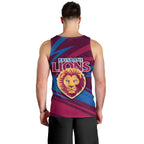 Brisbane Lions Australian Football Men Tank Top Regal Lion Mascot With Indigenous Pattern Art