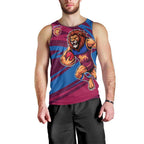 Brisbane Lions Australian Football Men Tank Top Regal Lion Mascot With Indigenous Pattern Art