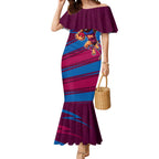 Brisbane Lions Australian Football Mermaid Dress Regal Lion Mascot With Indigenous Pattern Art