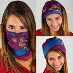 Brisbane Lions Australian Football Neck Gaiter Regal Lion Mascot With Indigenous Pattern Art