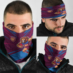 Brisbane Lions Australian Football Neck Gaiter Regal Lion Mascot With Indigenous Pattern Art
