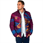 Brisbane Lions Australian Football Padded Jacket Regal Lion Mascot With Indigenous Pattern Art