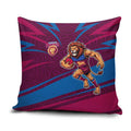 Brisbane Lions Australian Football Pillow Cover Regal Lion Mascot With Indigenous Pattern Art