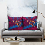 Brisbane Lions Australian Football Pillow Cover Regal Lion Mascot With Indigenous Pattern Art