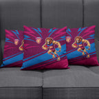 Brisbane Lions Australian Football Pillow Cover Regal Lion Mascot With Indigenous Pattern Art