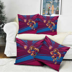 Brisbane Lions Australian Football Pillow Cover Regal Lion Mascot With Indigenous Pattern Art