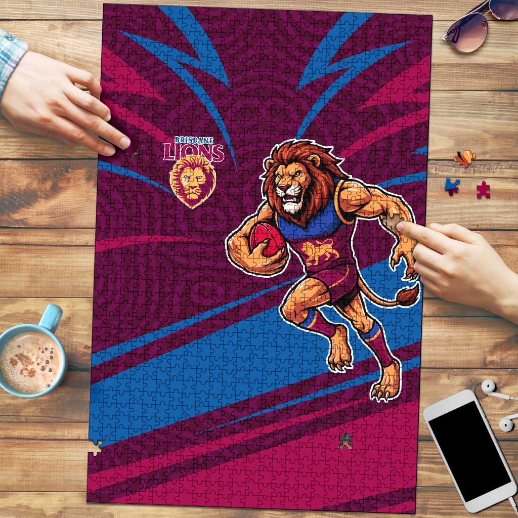 Brisbane Lions Australian Football Puzzle Regal Lion Mascot With Indigenous Pattern Art