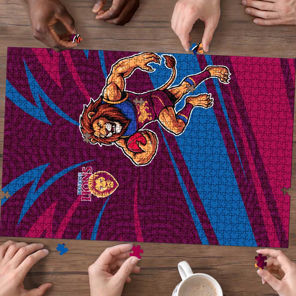 Brisbane Lions Australian Football Puzzle Regal Lion Mascot With Indigenous Pattern Art