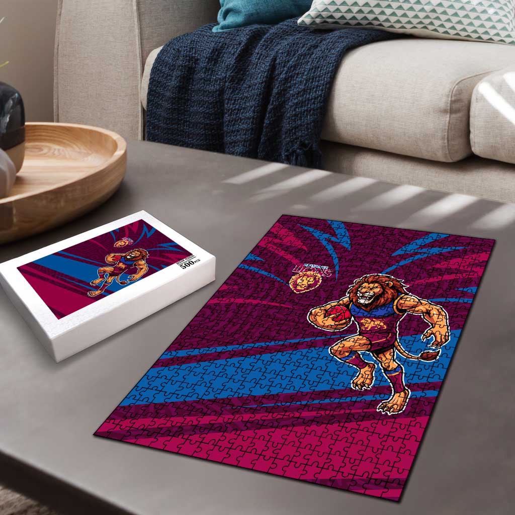 Brisbane Lions Australian Football Puzzle Regal Lion Mascot With Indigenous Pattern Art