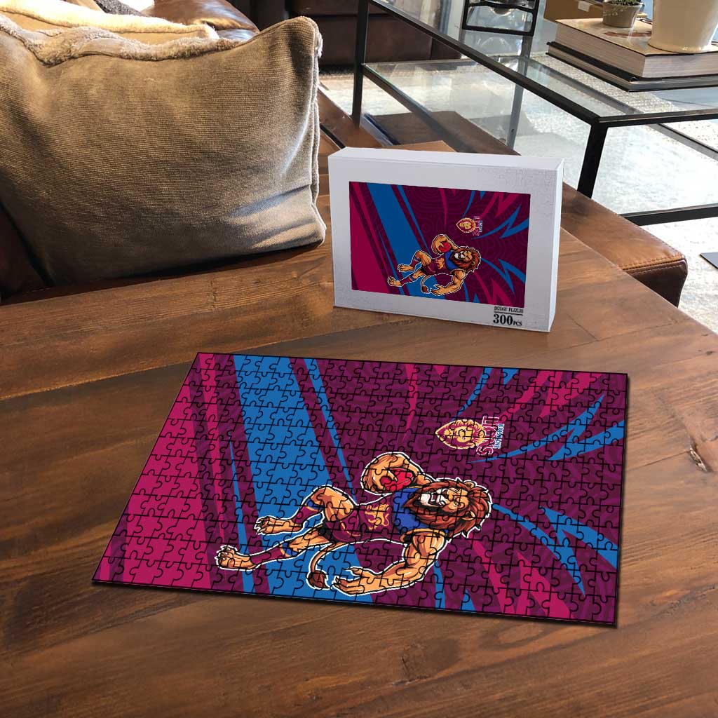 Brisbane Lions Australian Football Puzzle Regal Lion Mascot With Indigenous Pattern Art