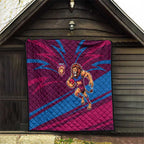 Brisbane Lions Australian Football Quilt Regal Lion Mascot With Indigenous Pattern Art