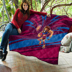 Brisbane Lions Australian Football Quilt Regal Lion Mascot With Indigenous Pattern Art