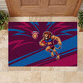 Brisbane Lions Australian Football Rubber Doormat Regal Lion Mascot With Indigenous Pattern Art