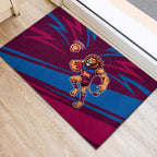 Brisbane Lions Australian Football Rubber Doormat Regal Lion Mascot With Indigenous Pattern Art