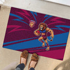 Brisbane Lions Australian Football Rubber Doormat Regal Lion Mascot With Indigenous Pattern Art