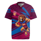 Brisbane Lions Australian Football Rugby Jersey Regal Lion Mascot With Indigenous Pattern Art