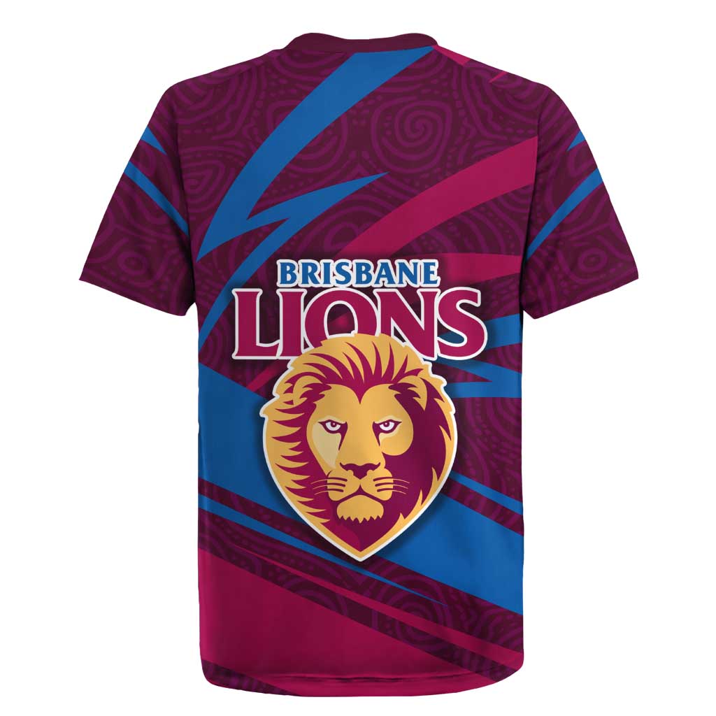Brisbane Lions Australian Football Rugby Jersey Regal Lion Mascot With Indigenous Pattern Art