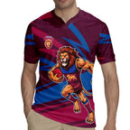 Brisbane Lions Australian Football Rugby Jersey Regal Lion Mascot With Indigenous Pattern Art