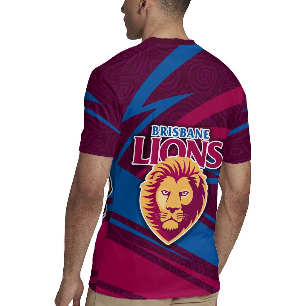 Brisbane Lions Australian Football Rugby Jersey Regal Lion Mascot With Indigenous Pattern Art