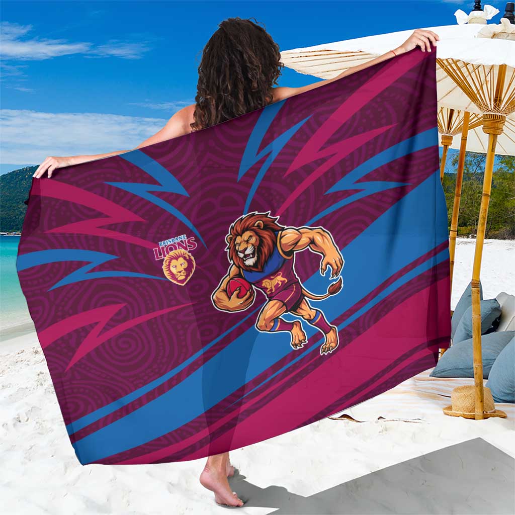 Brisbane Lions Australian Football Sarong Regal Lion Mascot With Indigenous Pattern Art