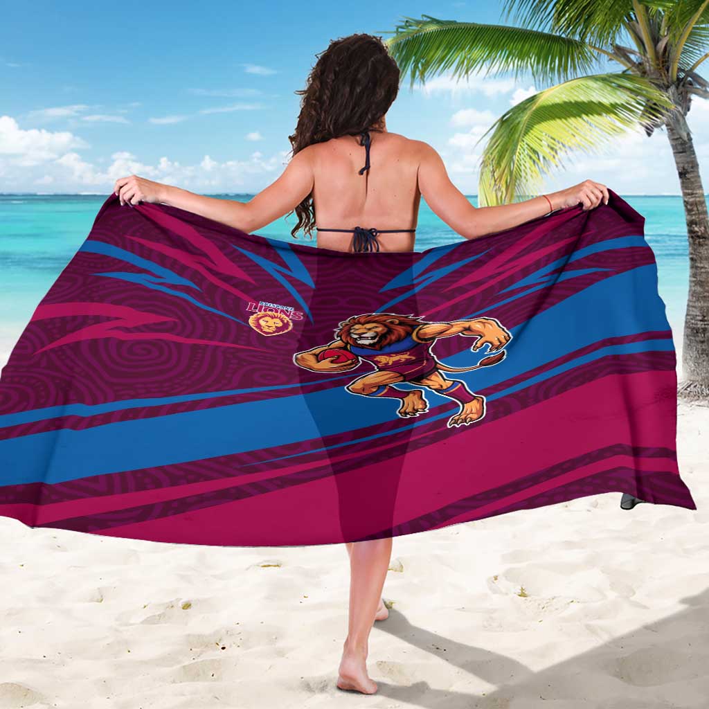 Brisbane Lions Australian Football Sarong Regal Lion Mascot With Indigenous Pattern Art