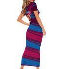Brisbane Lions Australian Football Short Sleeve Bodycon Dress Regal Lion Mascot With Indigenous Pattern Art