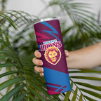 Brisbane Lions Australian Football Skinny Tumbler Regal Lion Mascot With Indigenous Pattern Art