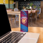 Brisbane Lions Australian Football Skinny Tumbler Regal Lion Mascot With Indigenous Pattern Art