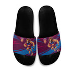 Brisbane Lions Australian Football Slide Sandals Regal Lion Mascot With Indigenous Pattern Art