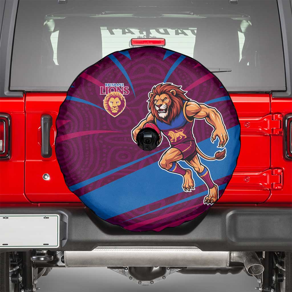 Brisbane Lions Australian Football Spare Tire Cover Regal Lion Mascot With Indigenous Pattern Art