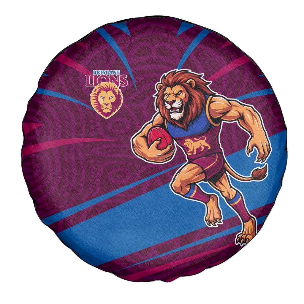 Brisbane Lions Australian Football Spare Tire Cover Regal Lion Mascot With Indigenous Pattern Art