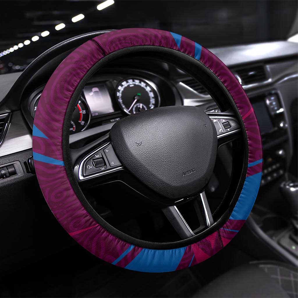 Brisbane Lions Australian Football Steering Wheel Cover Regal Lion Mascot With Indigenous Pattern Art