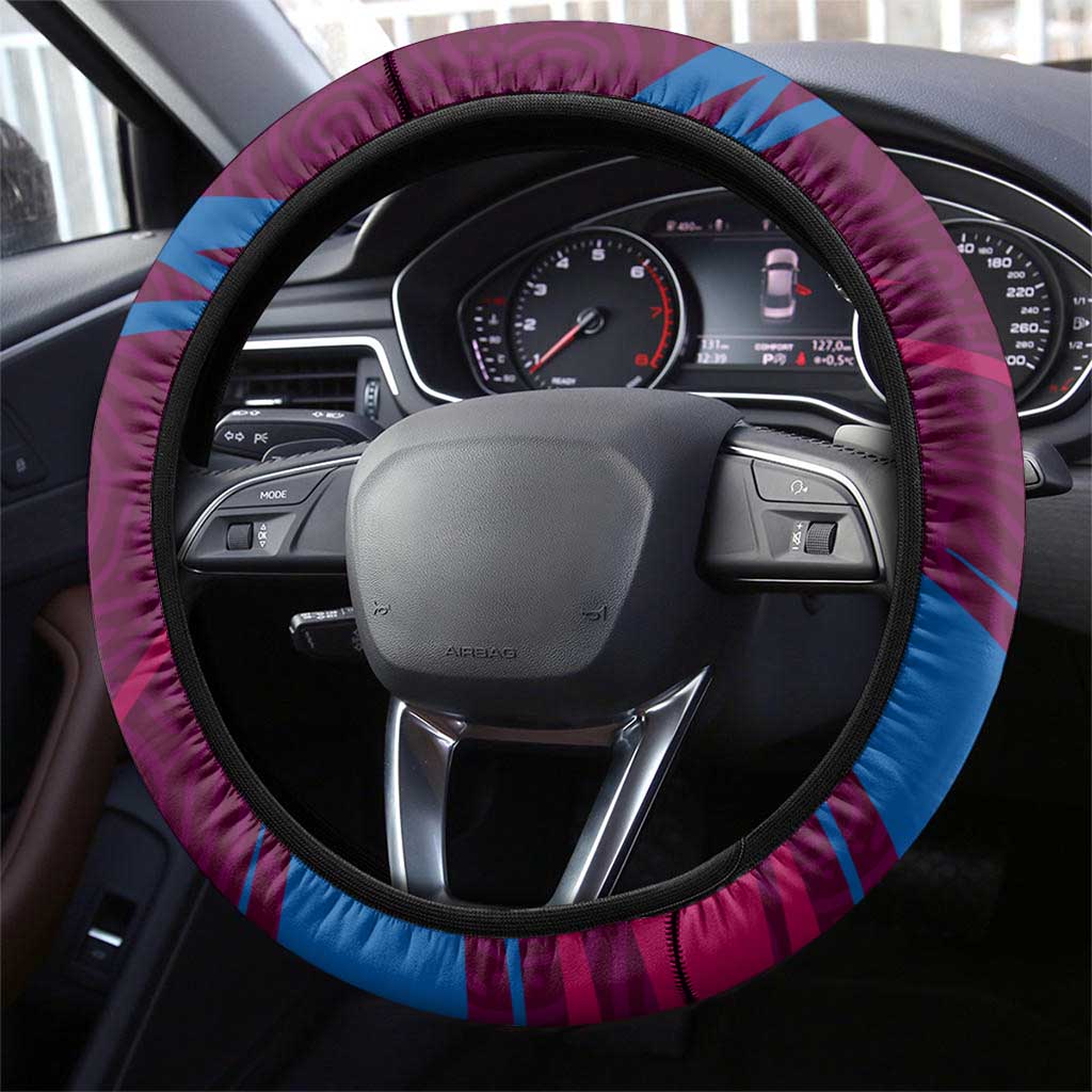 Brisbane Lions Australian Football Steering Wheel Cover Regal Lion Mascot With Indigenous Pattern Art