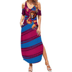 Brisbane Lions Australian Football Summer Maxi Dress Regal Lion Mascot With Indigenous Pattern Art