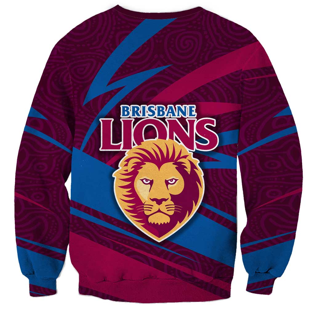 Brisbane Lions Australian Football Sweatshirt Regal Lion Mascot With Indigenous Pattern Art