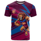 Brisbane Lions Australian Football T Shirt Regal Lion Mascot With Indigenous Pattern Art