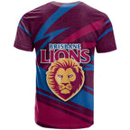 Brisbane Lions Australian Football T Shirt Regal Lion Mascot With Indigenous Pattern Art