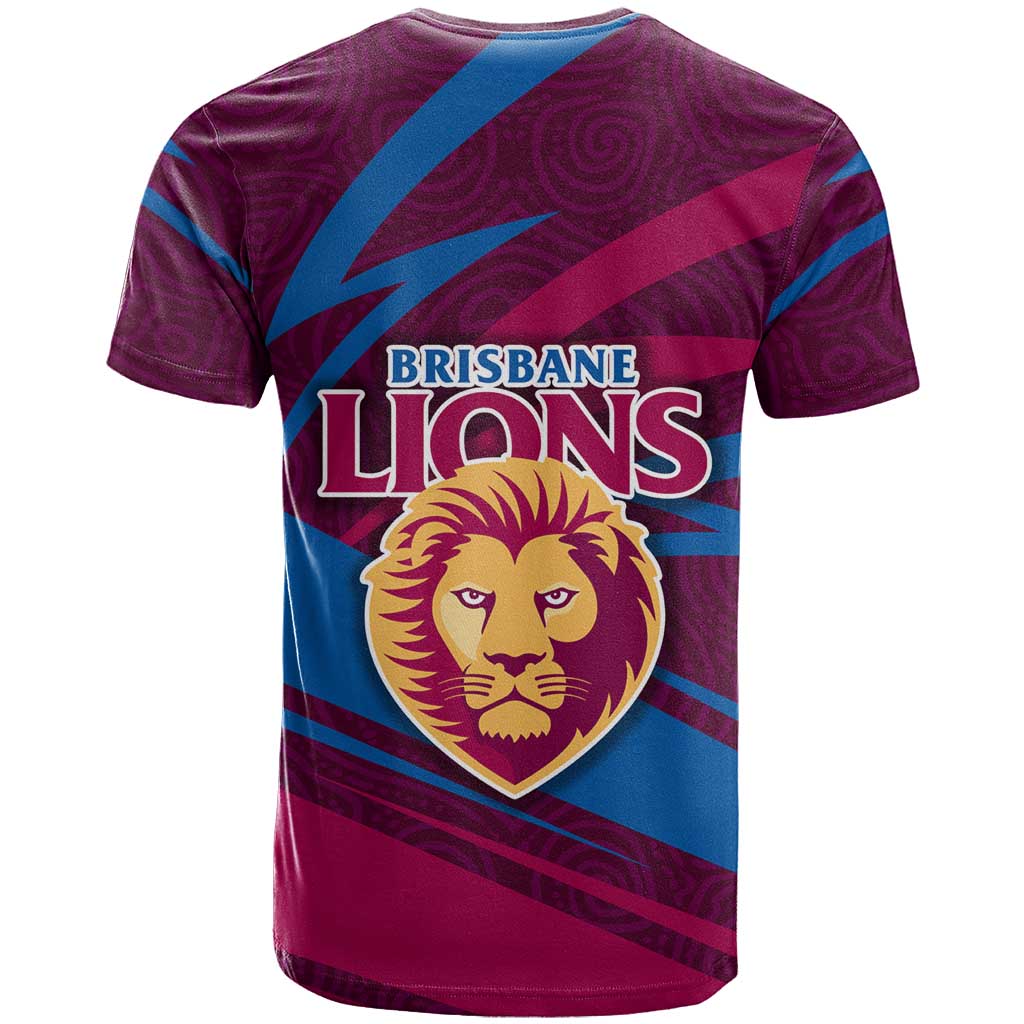 Brisbane Lions Australian Football T Shirt Regal Lion Mascot With Indigenous Pattern Art