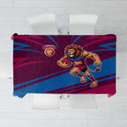 Brisbane Lions Australian Football Tablecloth Regal Lion Mascot With Indigenous Pattern Art