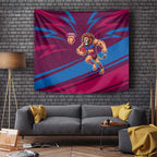 Brisbane Lions Australian Football Tapestry Regal Lion Mascot With Indigenous Pattern Art
