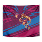 Brisbane Lions Australian Football Tapestry Regal Lion Mascot With Indigenous Pattern Art