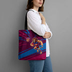 Brisbane Lions Australian Football Tote Bag Regal Lion Mascot With Indigenous Pattern Art