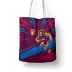 Brisbane Lions Australian Football Tote Bag Regal Lion Mascot With Indigenous Pattern Art