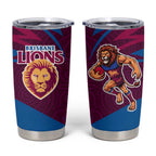 Brisbane Lions Australian Football Tumbler Cup Regal Lion Mascot With Indigenous Pattern Art