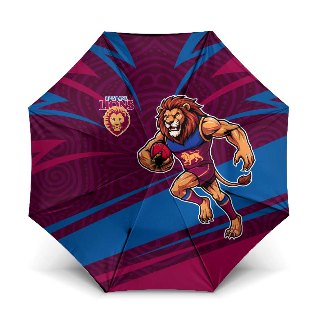 Brisbane Lions Australian Football Umbrella Regal Lion Mascot With Indigenous Pattern Art