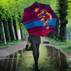 Brisbane Lions Australian Football Umbrella Regal Lion Mascot With Indigenous Pattern Art