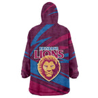 Brisbane Lions Australian Football Wearable Blanket Hoodie Regal Lion Mascot With Indigenous Pattern Art