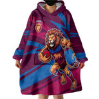 Brisbane Lions Australian Football Wearable Blanket Hoodie Regal Lion Mascot With Indigenous Pattern Art