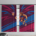 Brisbane Lions Australian Football Window Curtain Regal Lion Mascot With Indigenous Pattern Art